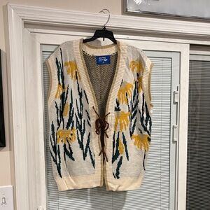 Aelfric Eden Cream Cardigan with Yellow and Green Floral Design